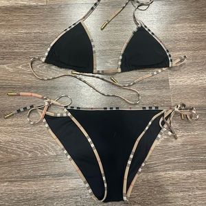 Burberry check trim triangle bikini